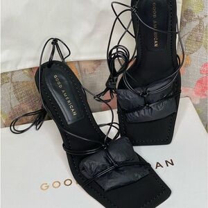 Good American Size 6.5 Black Strappy Lace-Up Comes With Dust Bag NIB